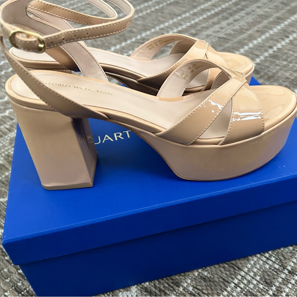 Stuart Waitzman Miami Mid Patent Leather Platform Sandals